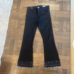 Rag & Bone Black Jeans with Slight Flare and Raw Hem